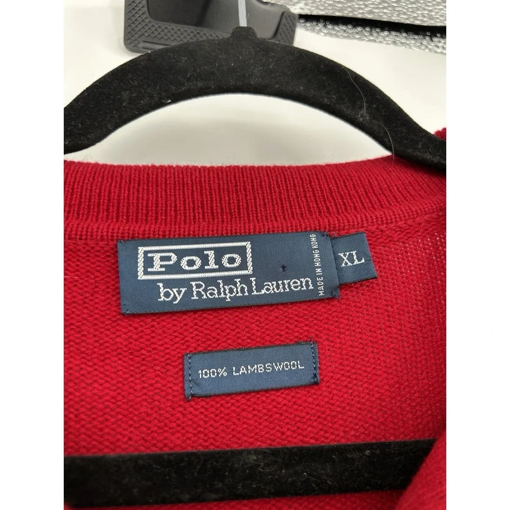 Polo Ralph Lauren Mens Lambswool Polo Sweater Size XL Red‎ Preppy Old Money LOGO